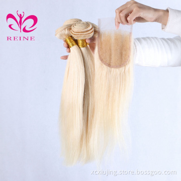 Two tone 1b/blonde straight hair bundles with closure new style soft tangle free brazilian ombre hair extensions
